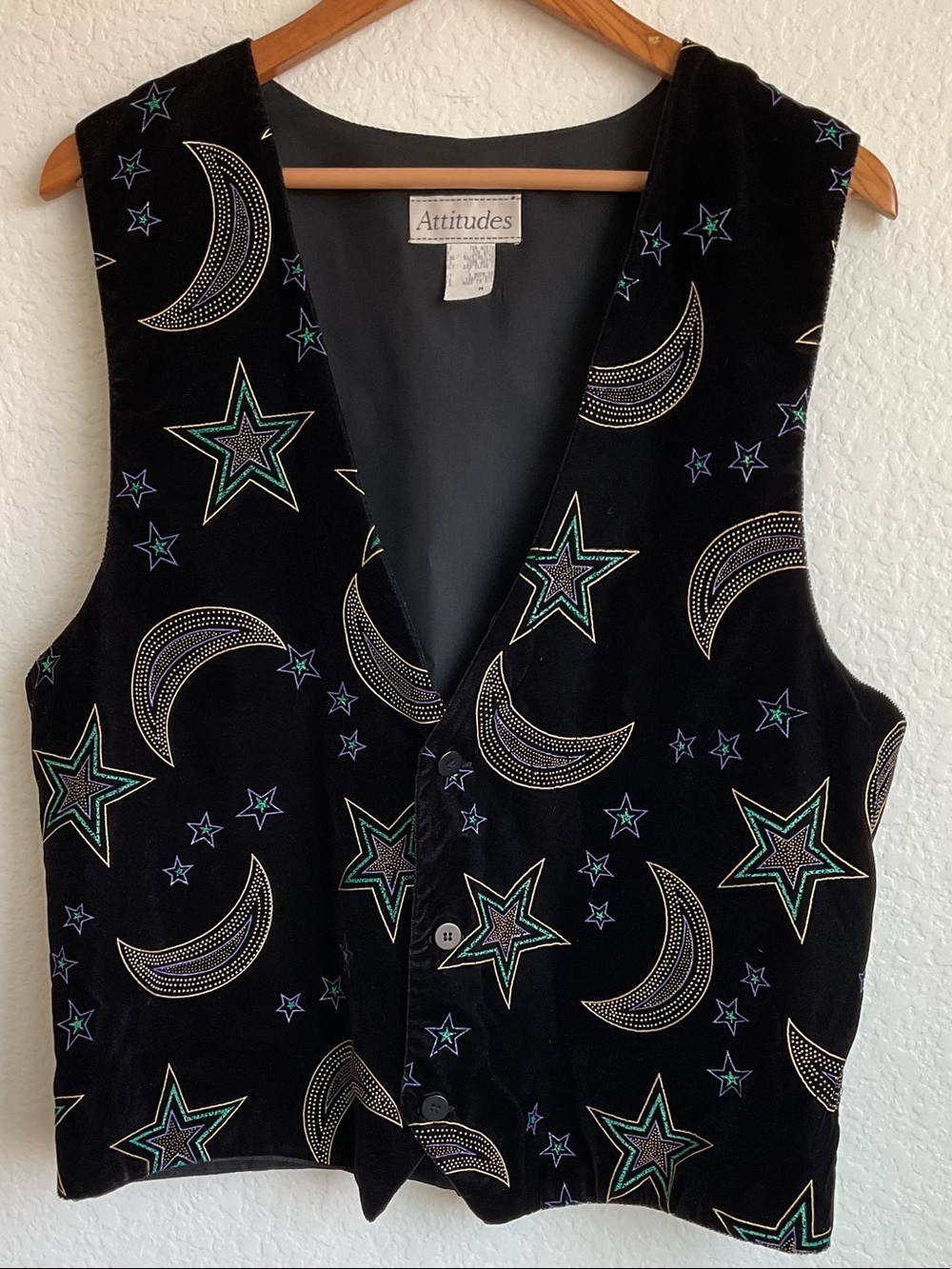ATTITUDES "90s velvet vest" "celestial moon stars" and "whimsigoth witchy boho”